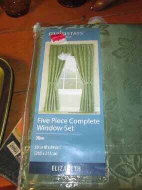 Mainstay 5 pc complete window set Olive Elizabeth 80x84